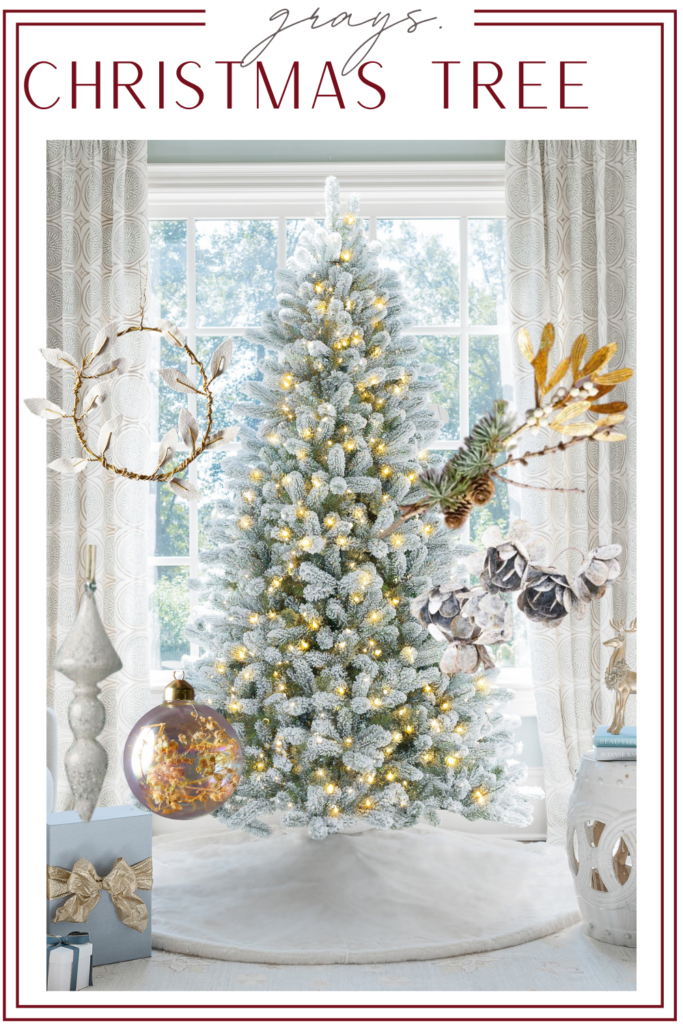 white christmas tree, white flocked tree, christmas decor