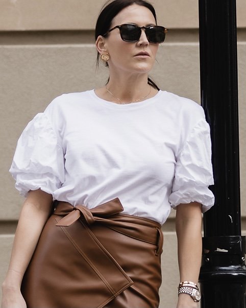 white puff sleeve Tee