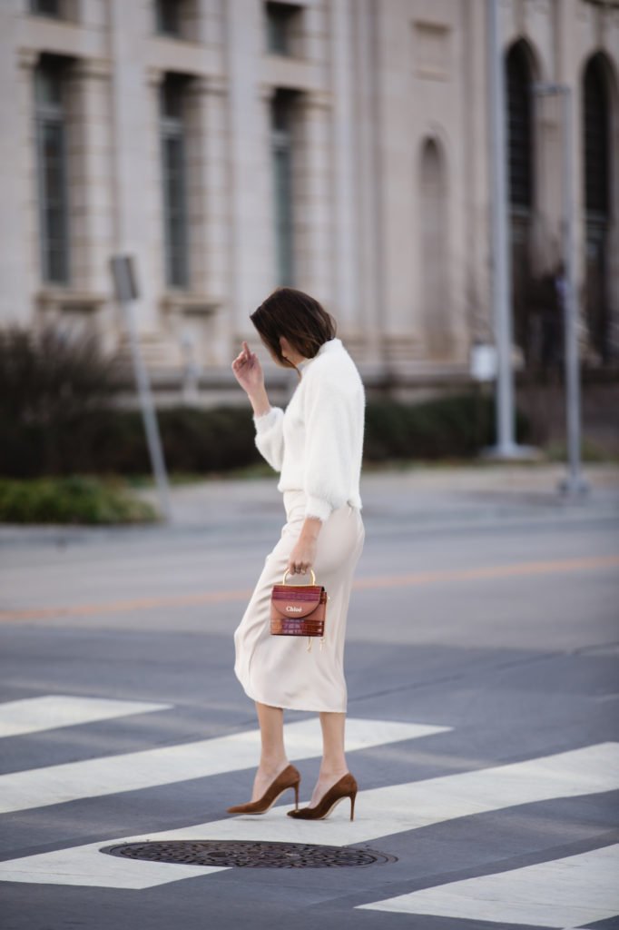 slip skirt and cream sweater slip skirt and cream sweater