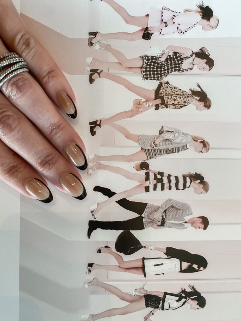 Black and Nude Minimal Design | Nail Polish Trends for Spring, Modern French