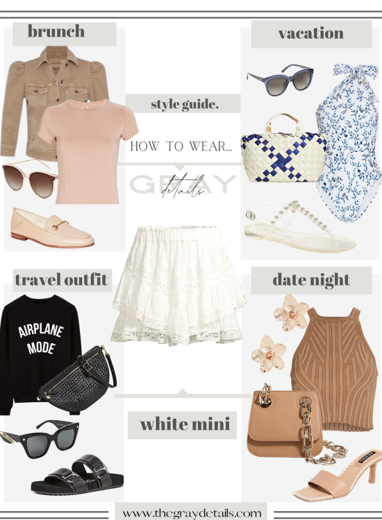 white mini skirt outfit ideas