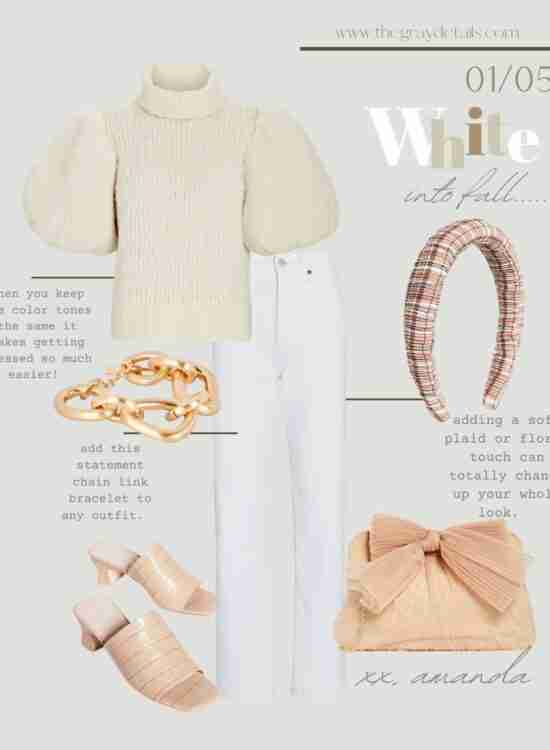 White Denim Outfit Ideas for Fall & Winter