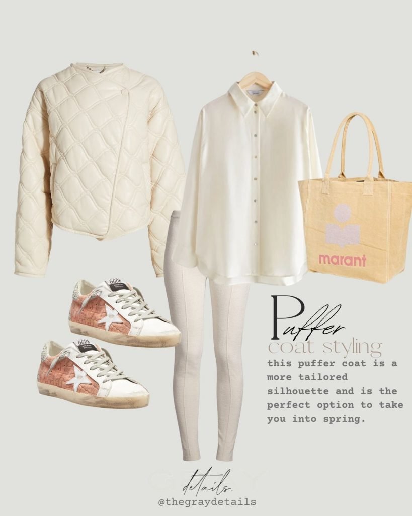 Cropped Puffer Coat White Outfit Idea