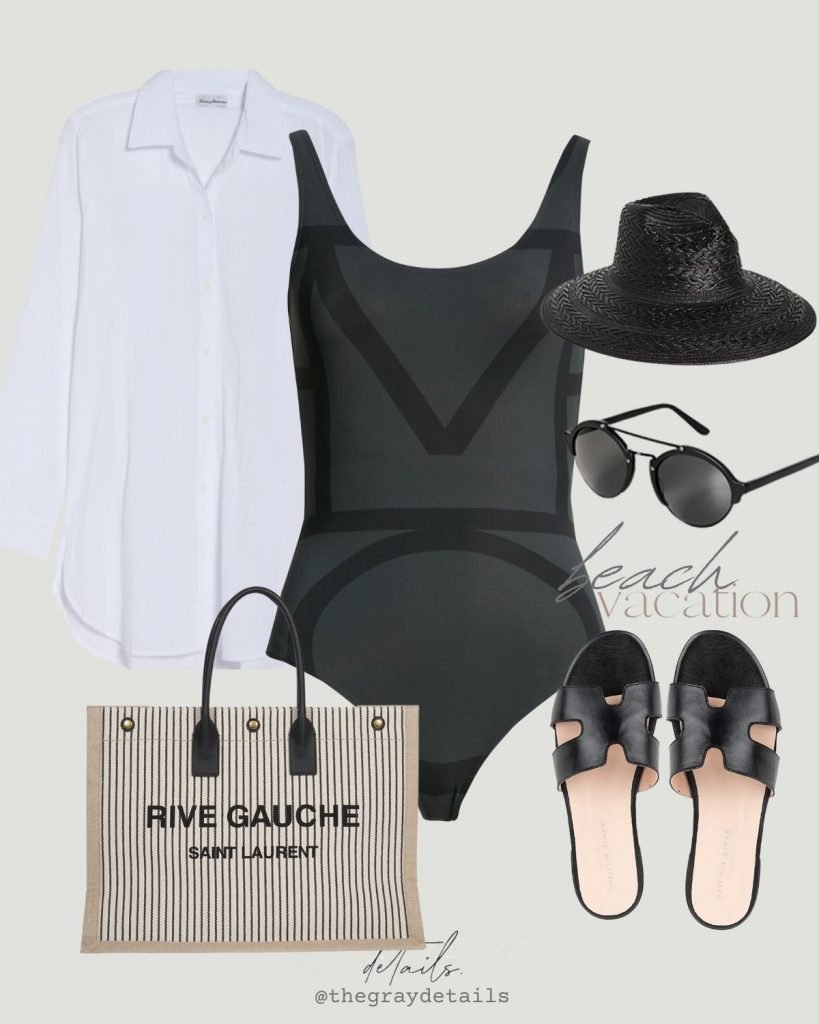 Classic Black and White Swimsuit Outfit Classic Black and White Swimsuit Outfit