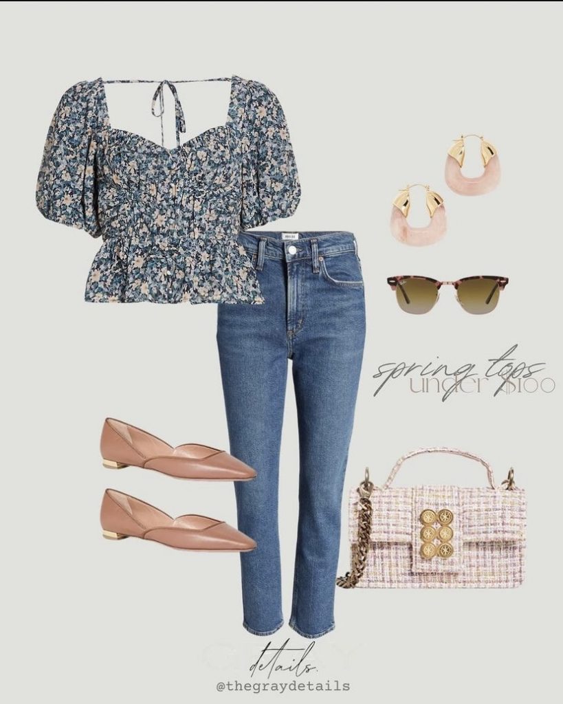 floral blouse outfit