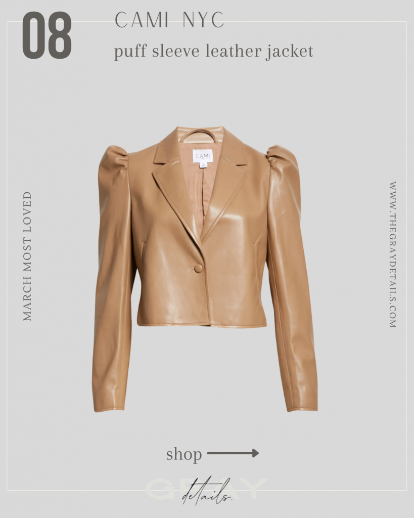 puff sleeve leather jacket