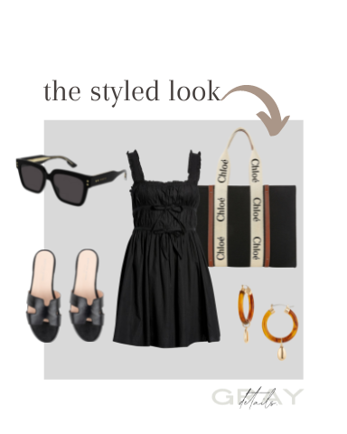 black dress for spring, beach vacation outfit