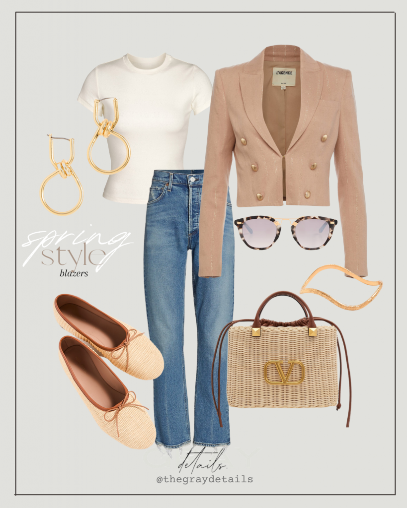 Tan cropped blazer summer outfits