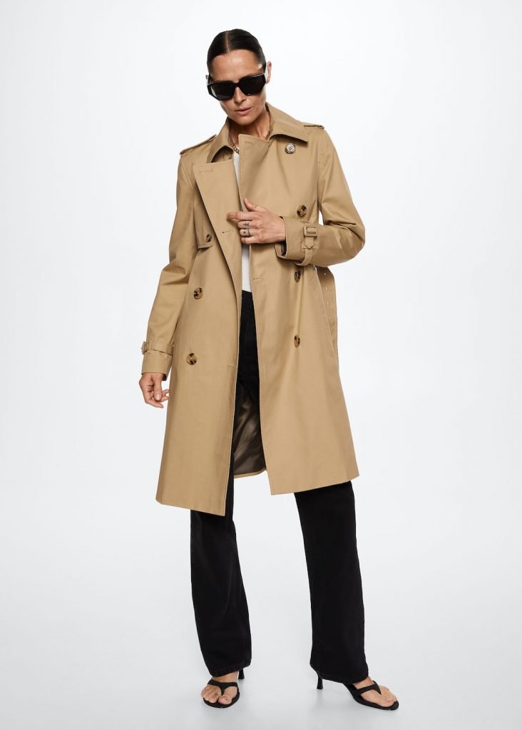 Mango clothing trench outfit