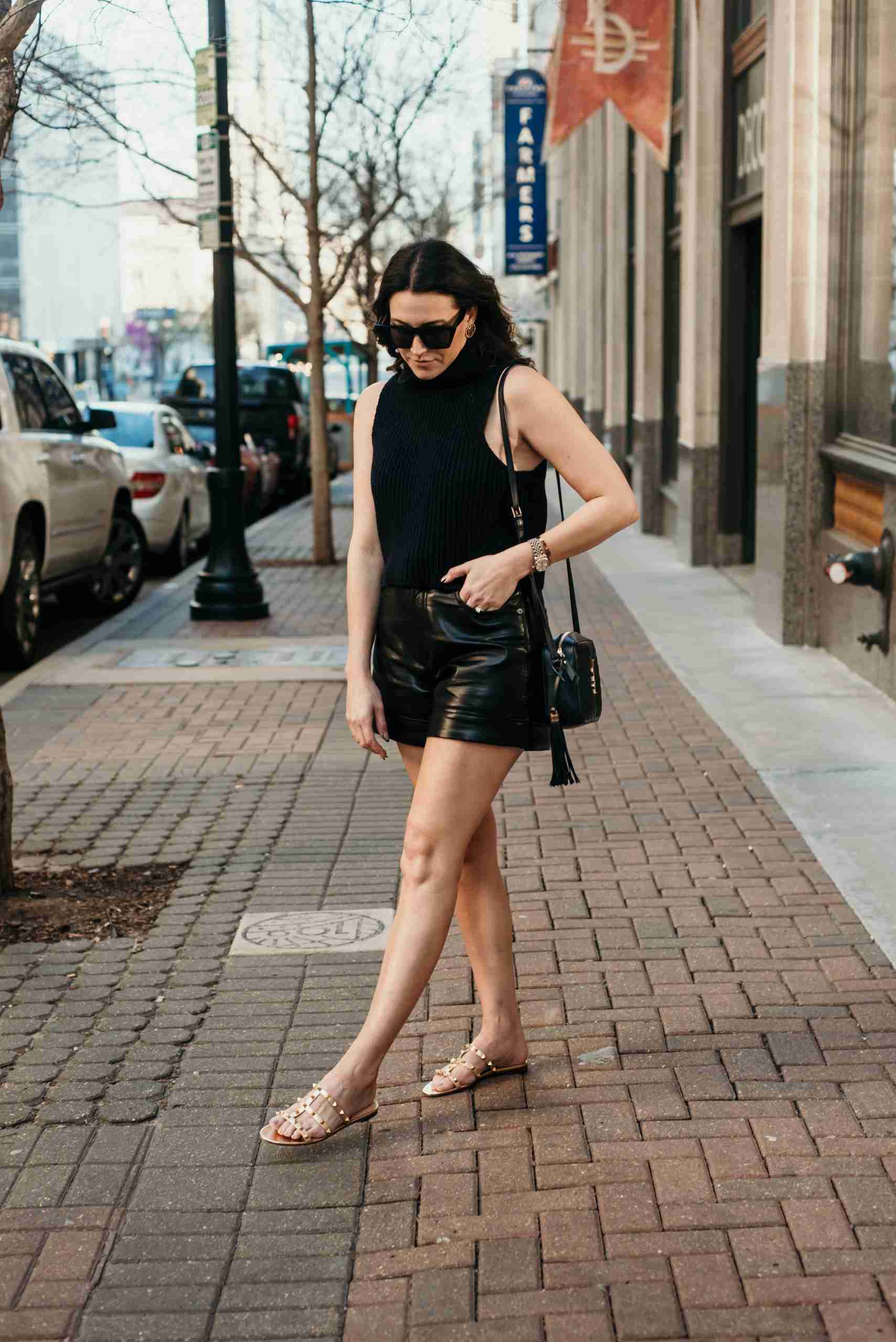 What to Wear With Leather Shorts the gray details