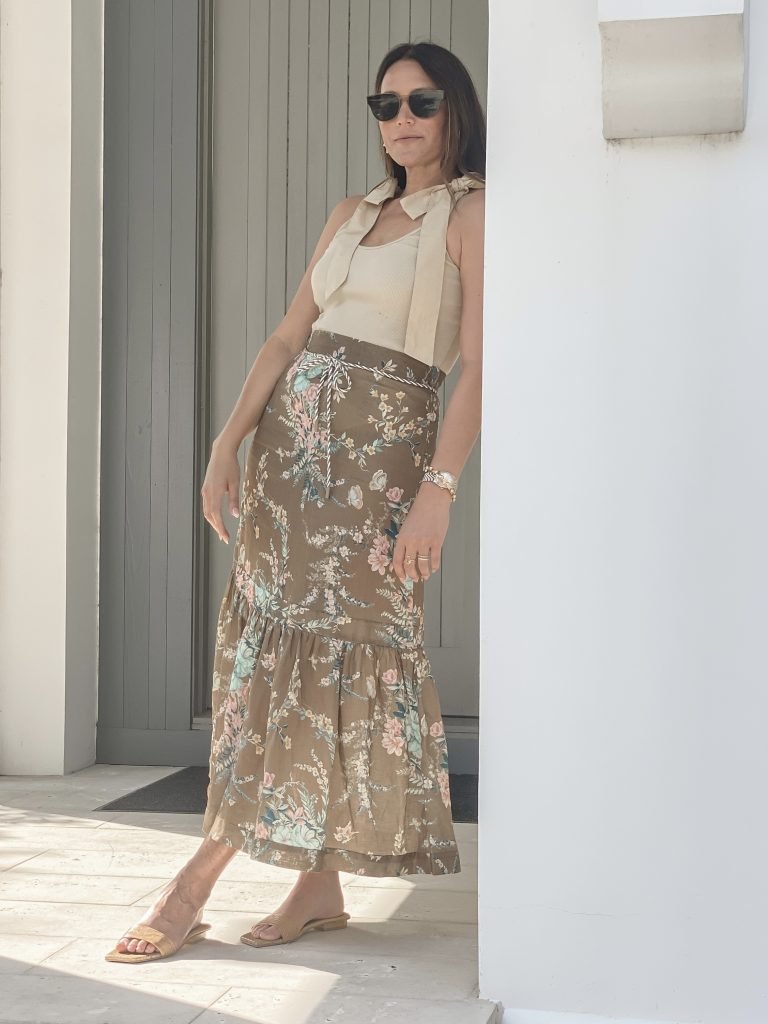 Earth Tone Floral Midi Skirt + Tank
