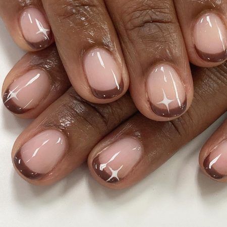 Brown French Tip Nail Art