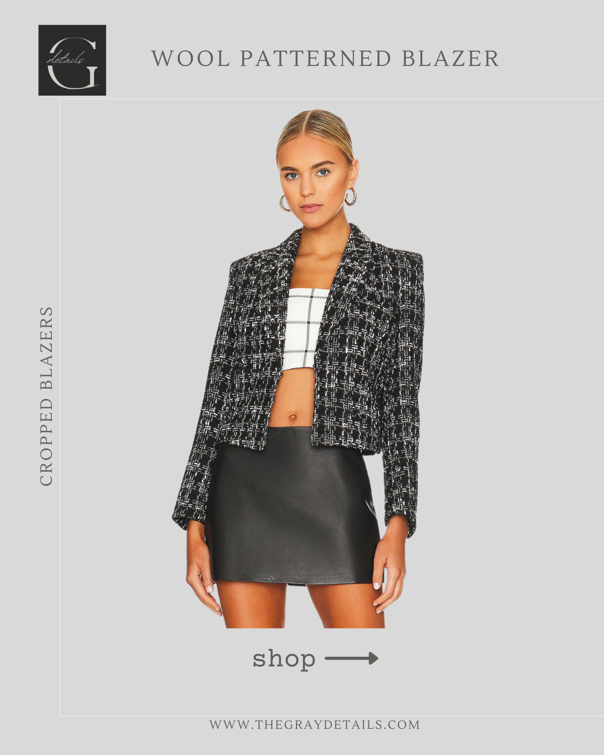 Crop Beaded Design Blazer