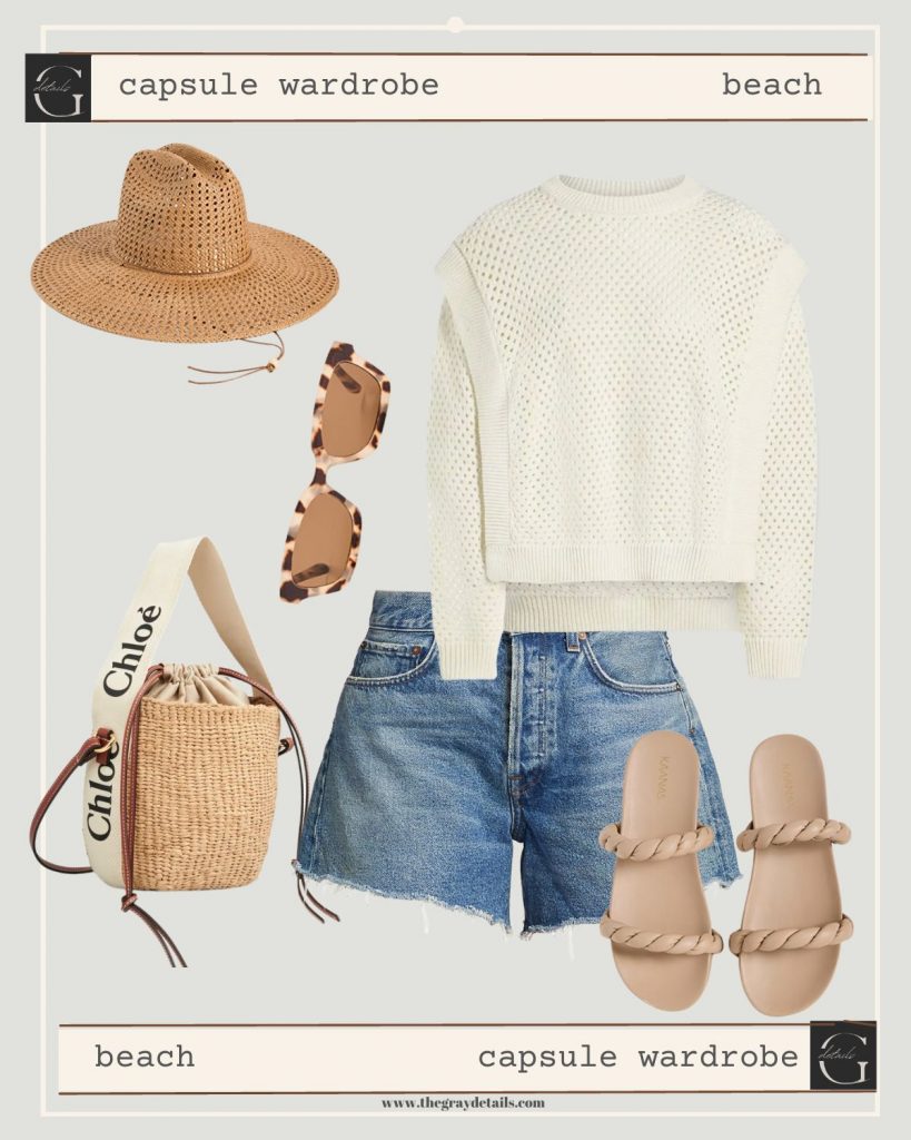 denim shorts beach fashion