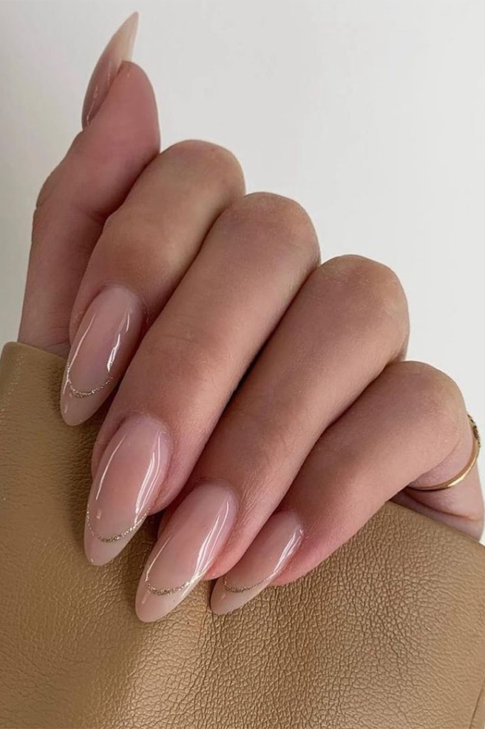 gel french tip nude nail design