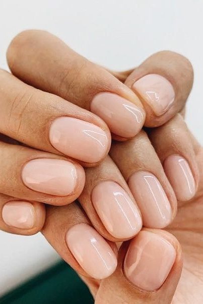 glossy light pink nails