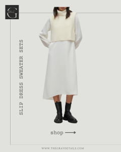 Suede Slip Dress with Sweater 2Pcs