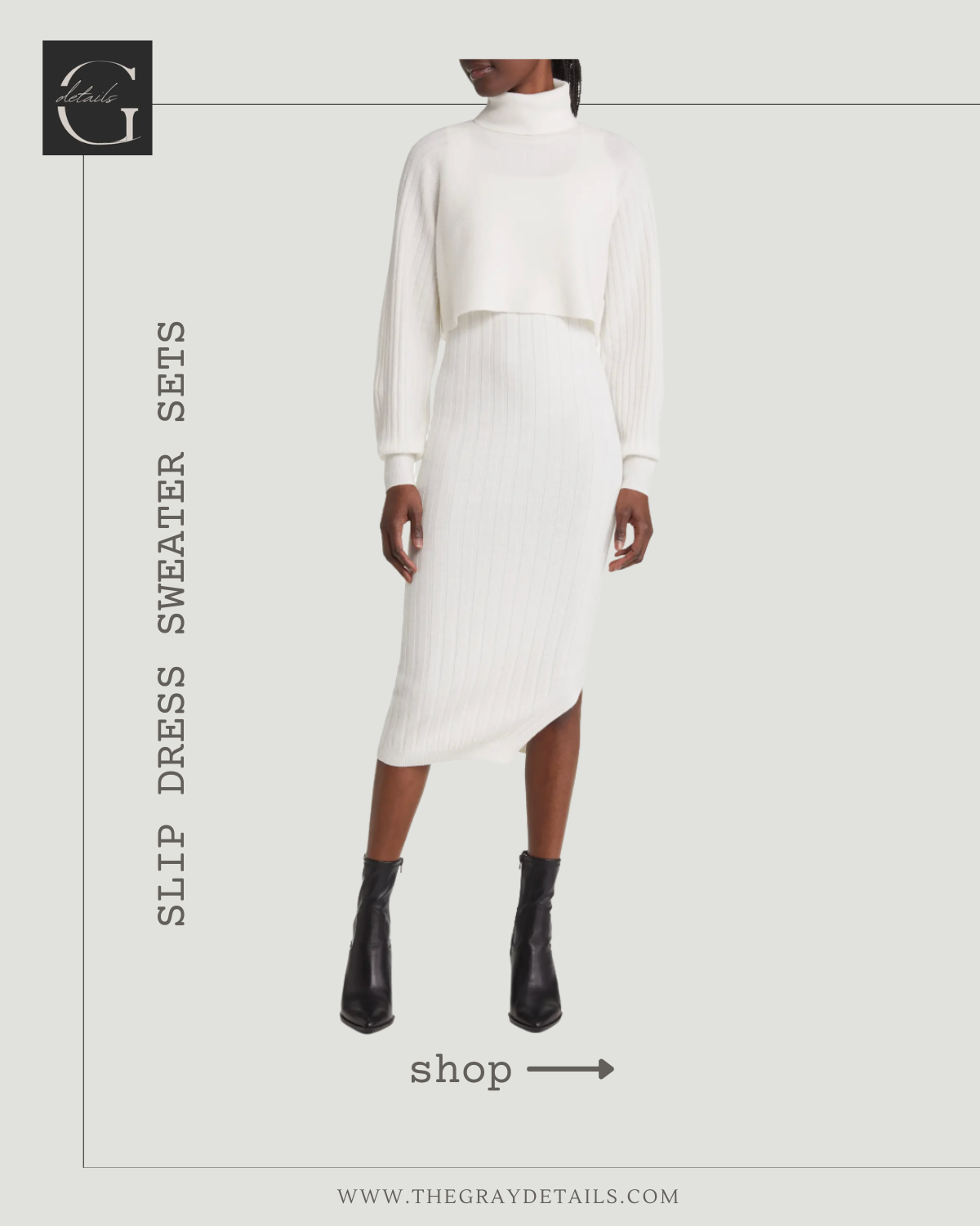 15+ Slip Dress with Sweater Sets the gray details