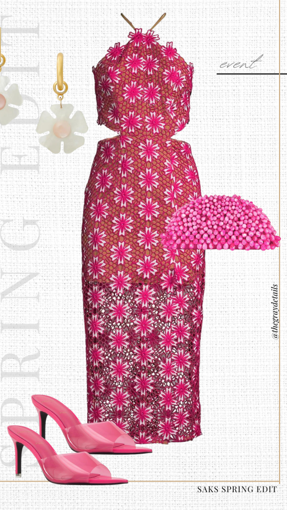 Saks Pink Floral Dress Outfit 