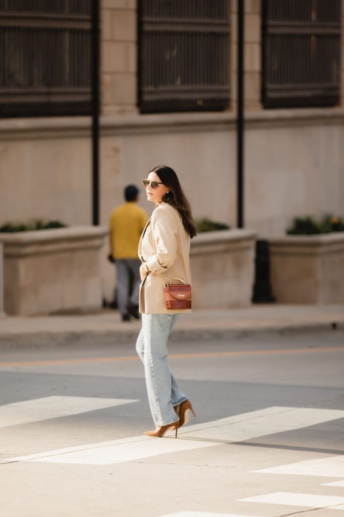 tan off white blazer