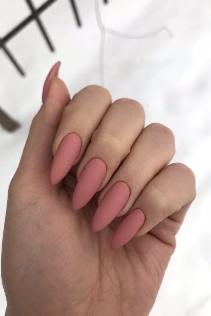 Matte Dusty Pink Rose Nails
