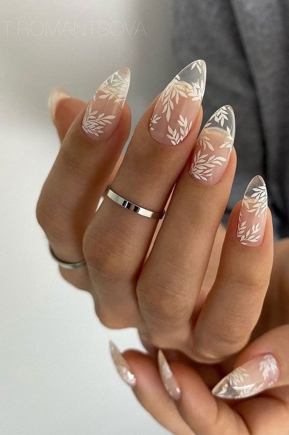 Transparent Floral Nails