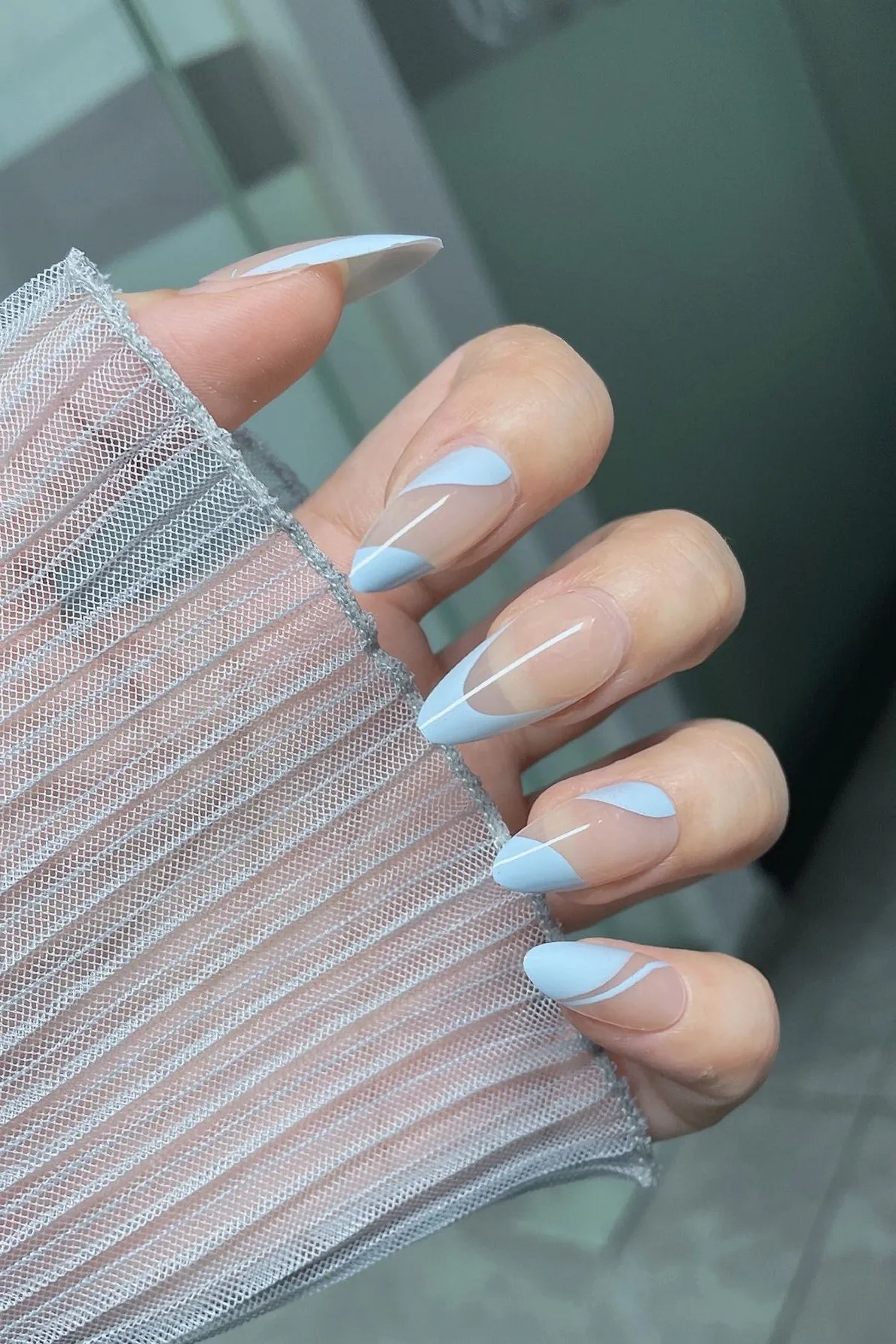 Wavy Baby Blue Nail Ideas