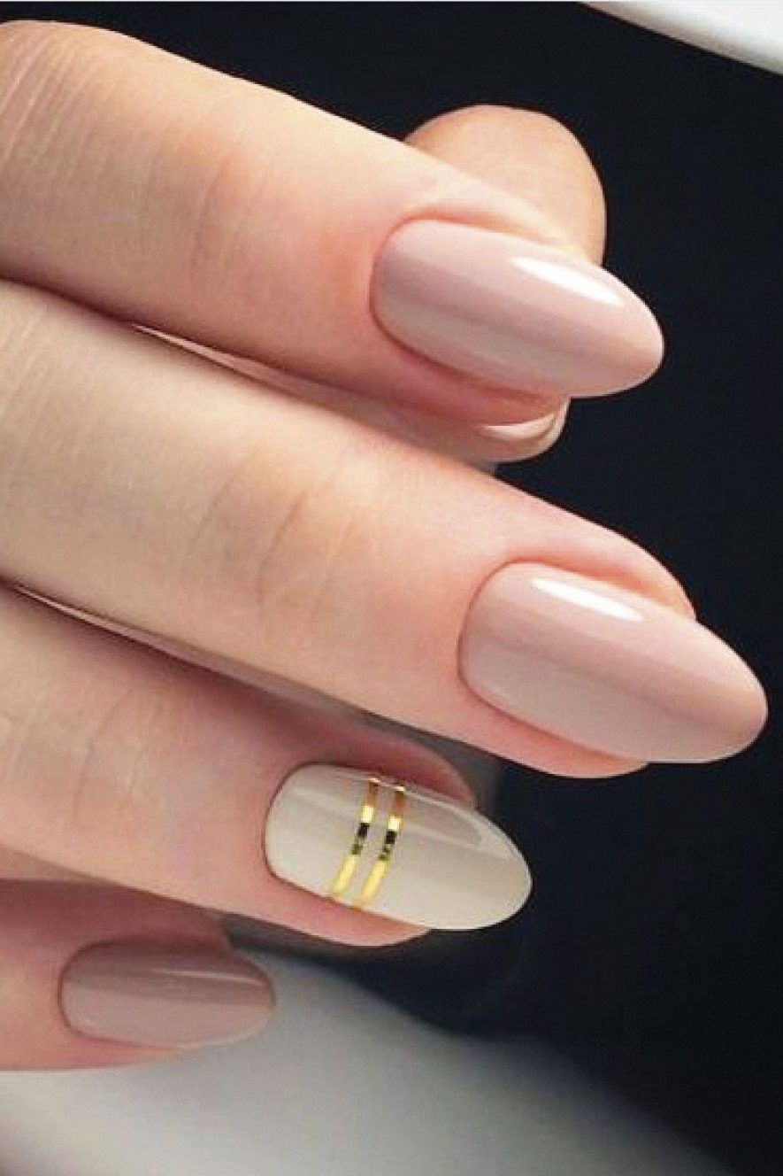 Pink Nails with gold accents