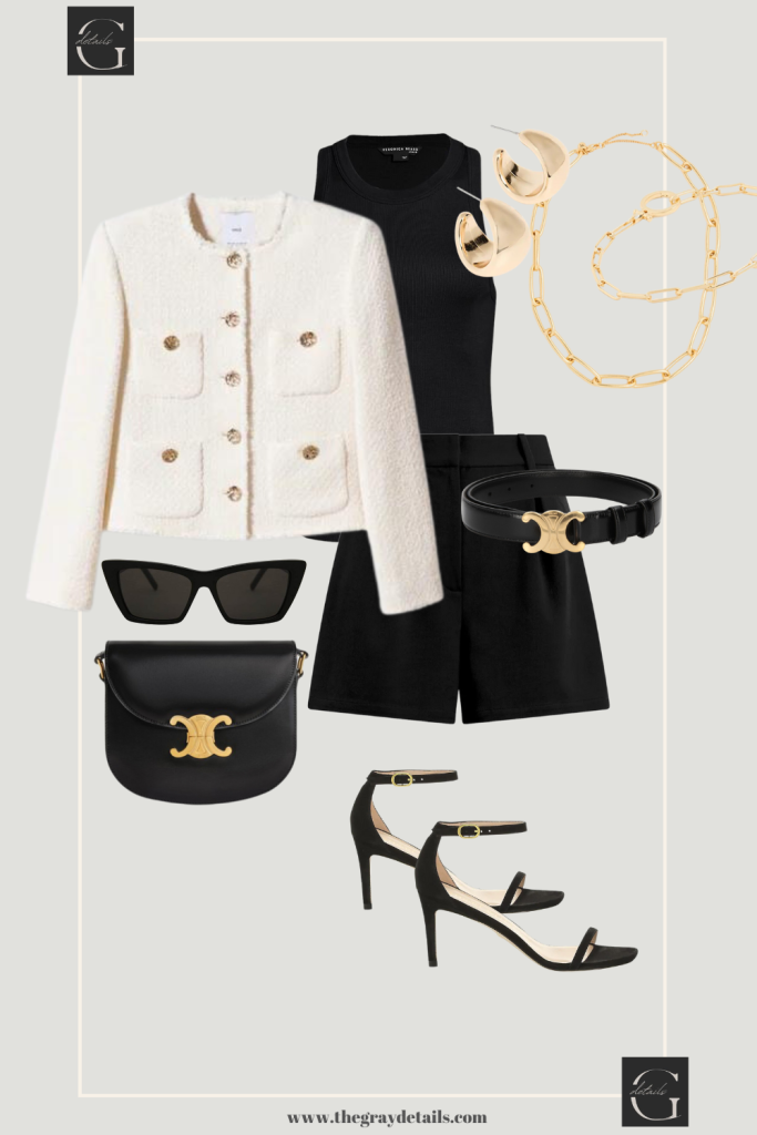 Black Trouser Short Outfit with crop jacket