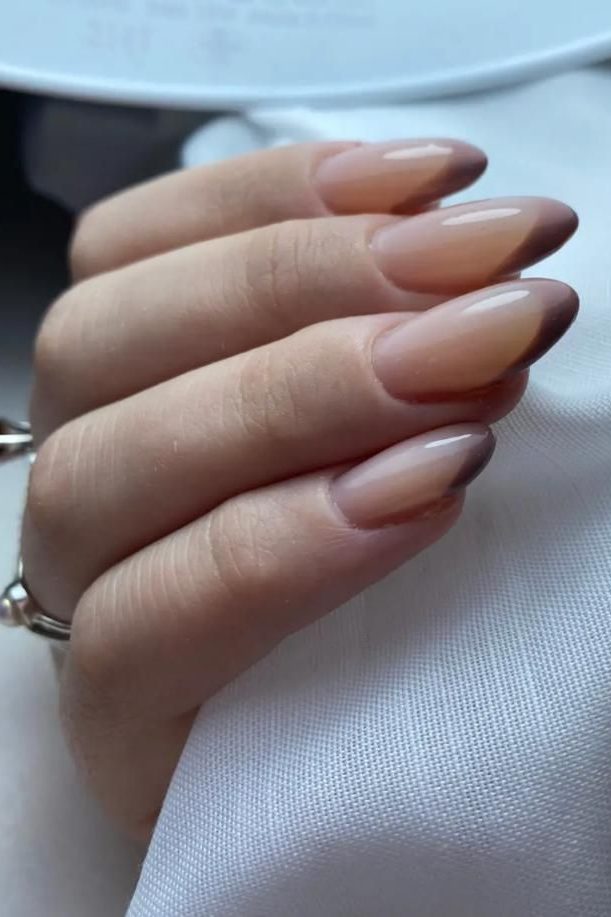 French Tip Dusty Pink Rose Nails