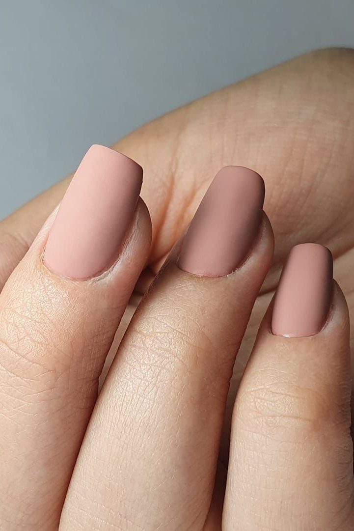 Matte Dusty Pink Rose Nails