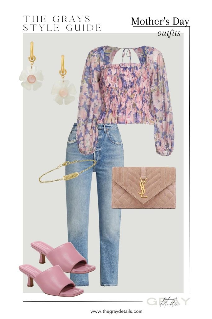 Floral Blouse and Jeans Mother's Day Outfit