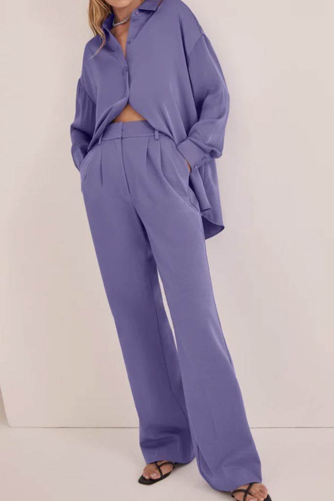 purple matching trousers set