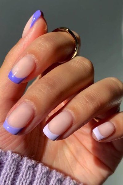 Multi Colored French Tip Nails