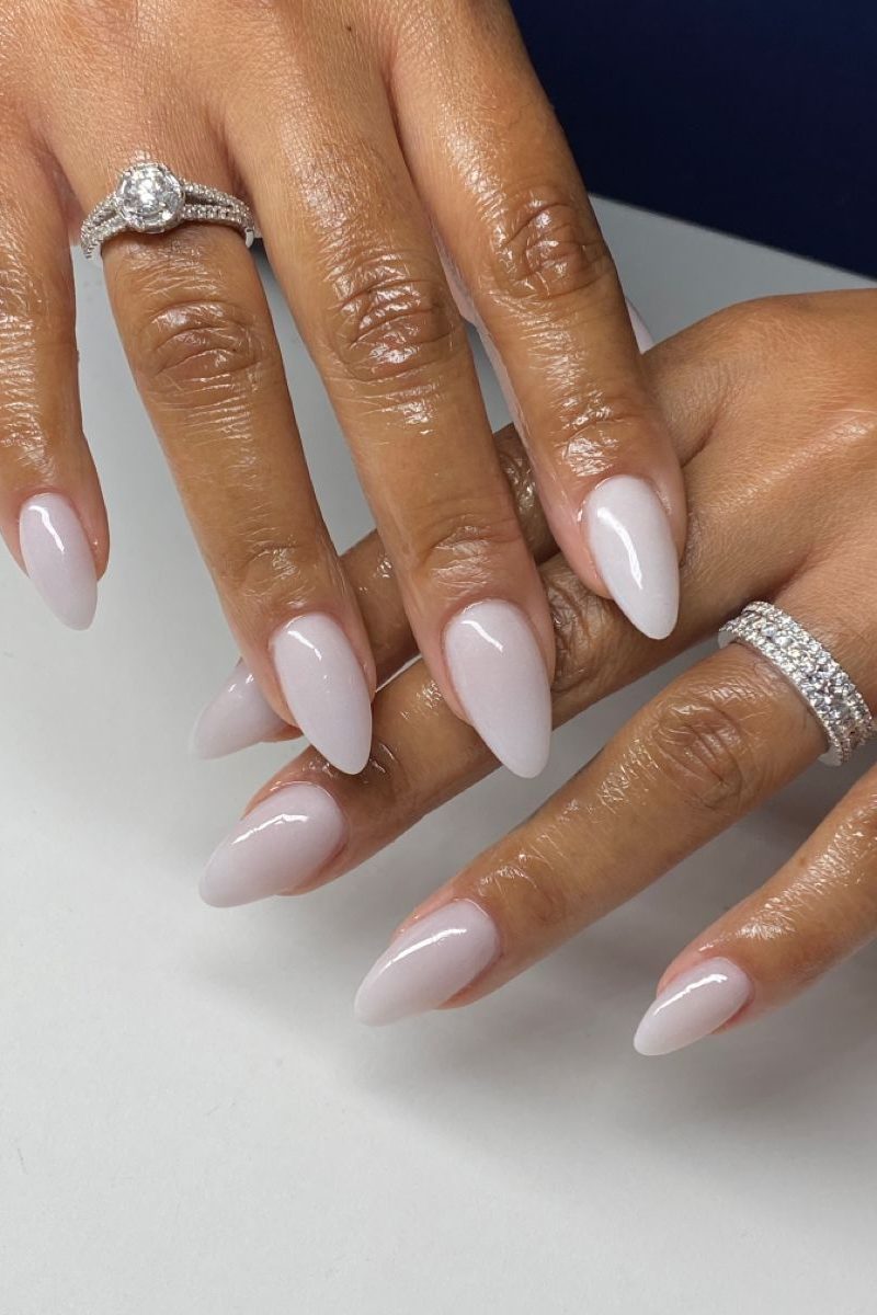 Milky White gel nails