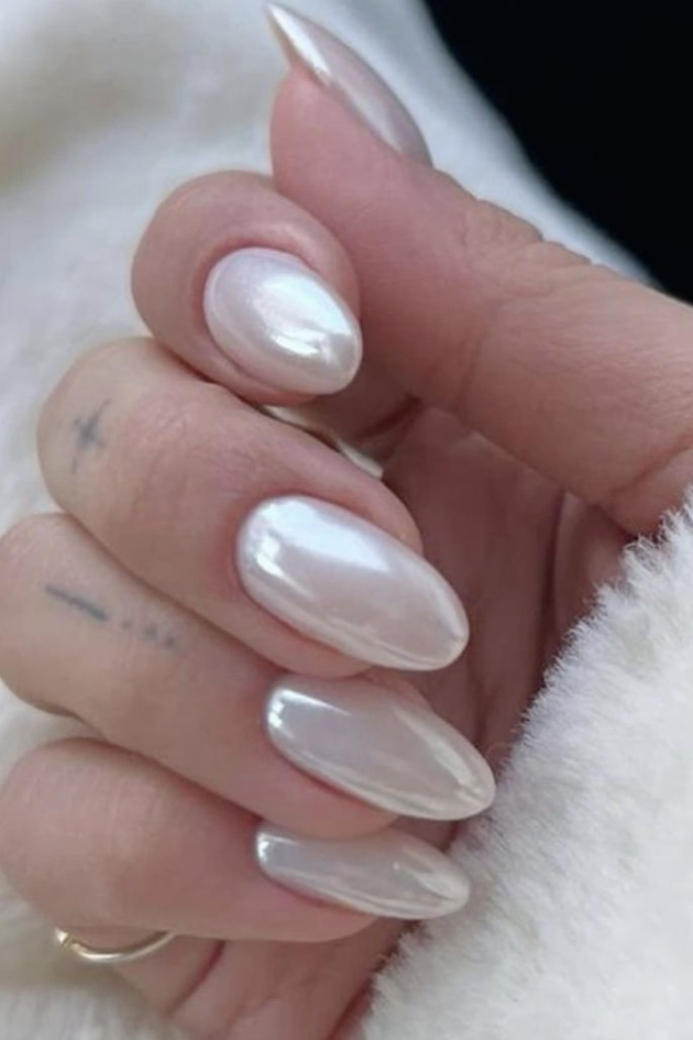 Glazed Wedding Nail Ideas