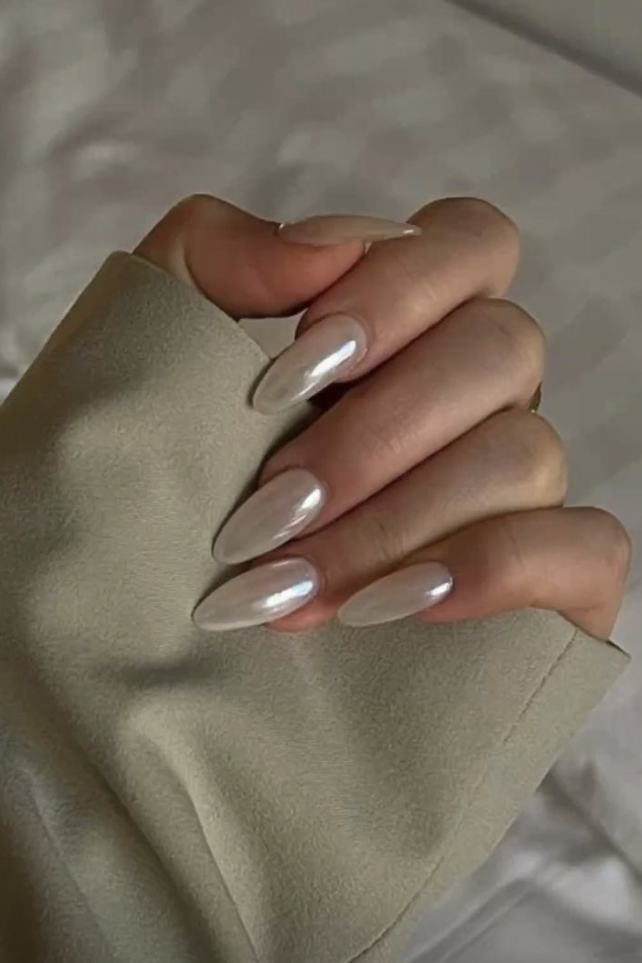 Glazed Wedding Nail Ideas