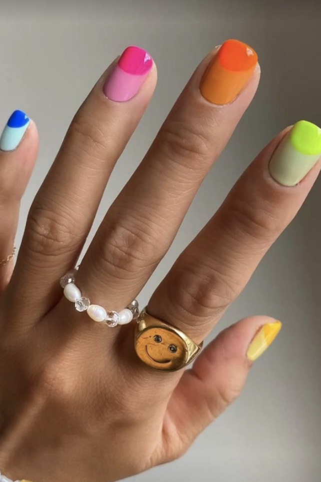 Bright Multi Color Nails For Spring