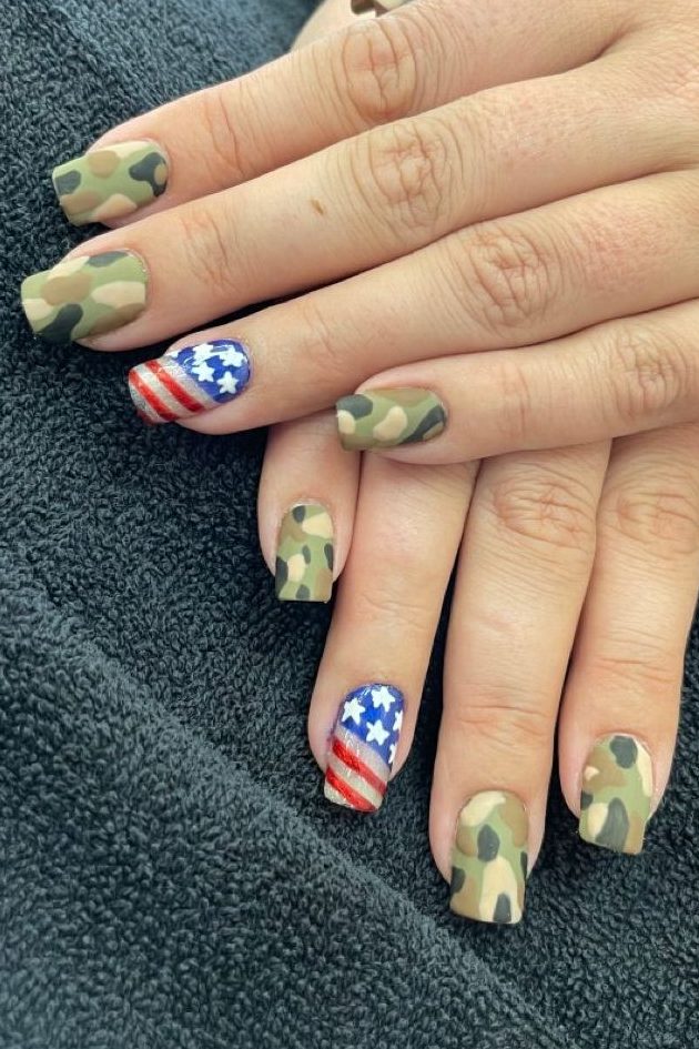 Classy Camo Memorial Day Nails