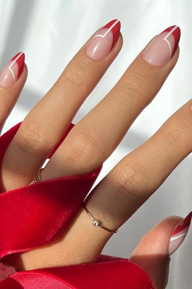 Red French Tip Nail Design