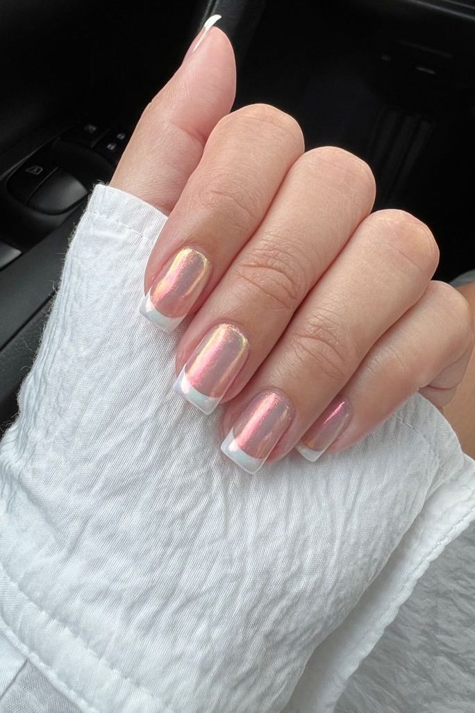 Glazed French Tip Nails