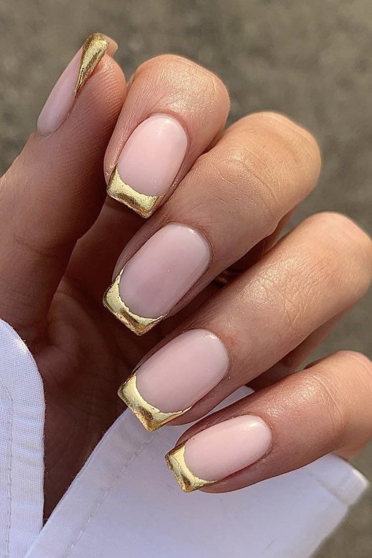 Gold French Tip Nails
