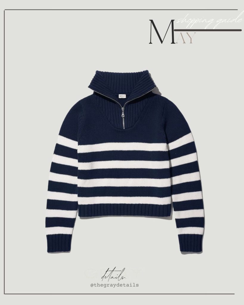 Kyle Navy and White Half-Zip Sweater
