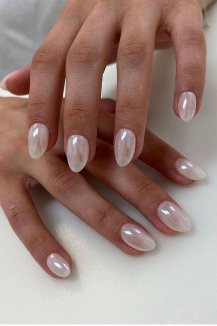 Glazed Wedding Nail Ideas