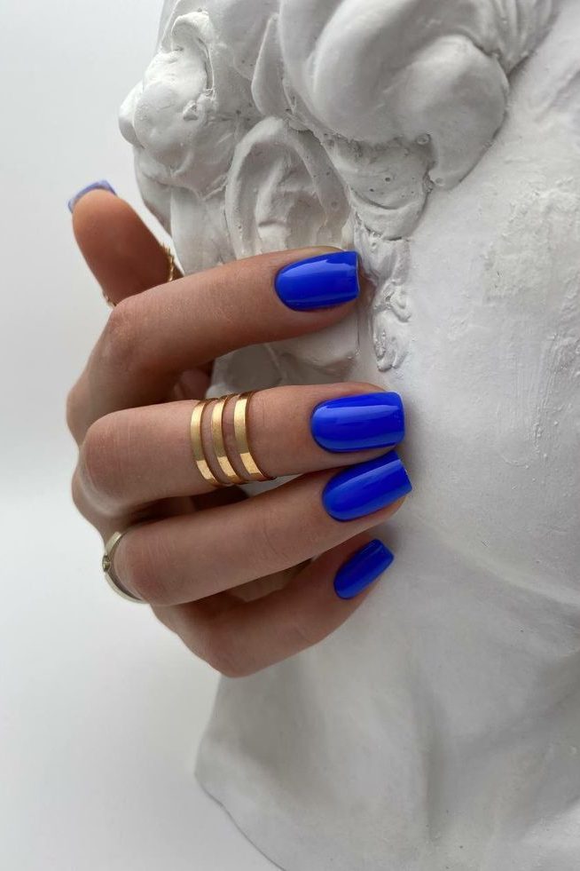 Bright Blue Nails For Spring