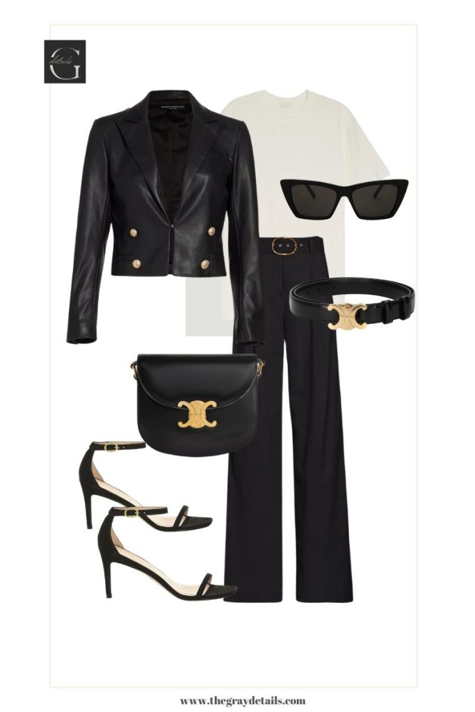 Leather Jacket & Black Trouser Outfit Idea