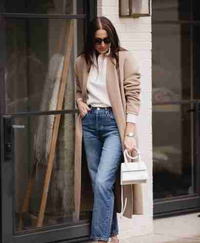 Jeans and Sneakers Outfit with coat