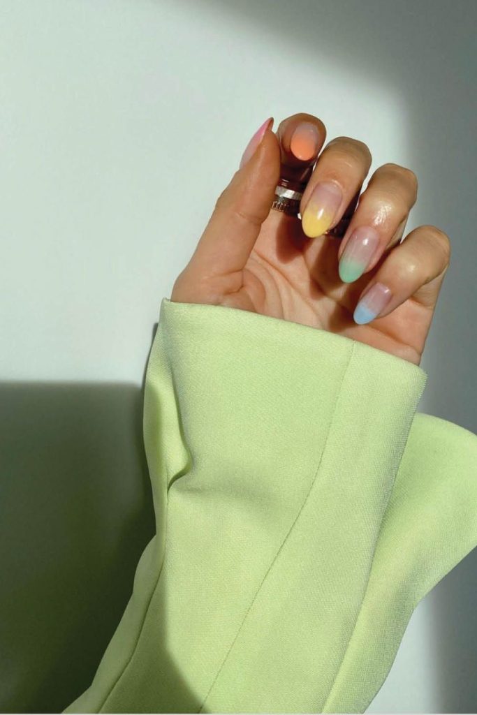 Multi-Color French Tip Nails
