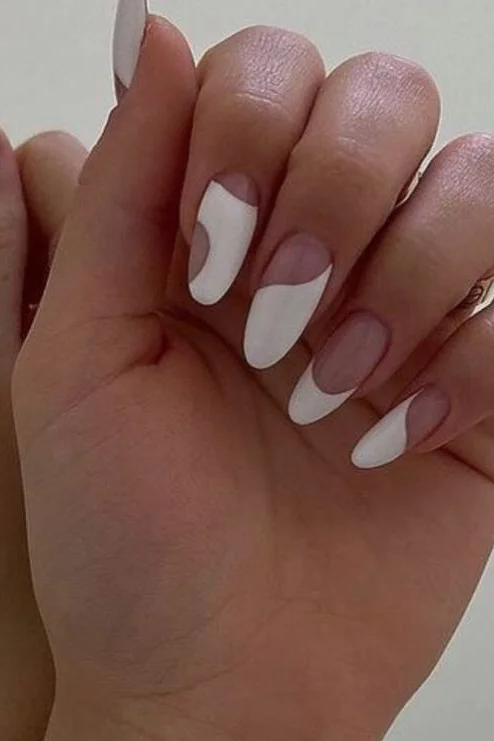 White Negative Space Nails