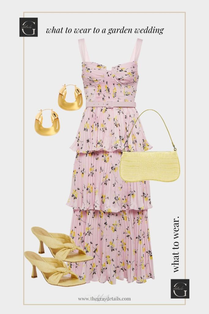 Pink Midi Chiffon Floral Dress